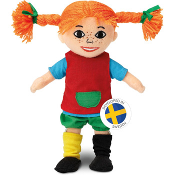 Лялька Пеппі Довга Панчоха, 20 см мила ганчіркова лялька для дівчаток і мяка лялька від 10 місяців лялька-переодягалка та плюшева