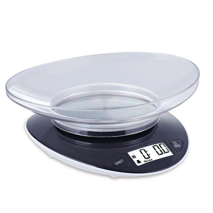 Цифрові кухонні електронні ваги SENSSUN зі знімною чашею, 5 кг / 11 фунтів з точністю до 1 г, з великим РК-дисплеєм і функцією тар