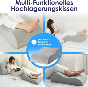 Подушка для підняття ніг Подушка для підняття ніг Ергономічна подушка для підняття ніг для дорослих, сертифікована Oeko-Tex, для розслаблення ніг і колін у ліжку та на дивані XL (25 см)