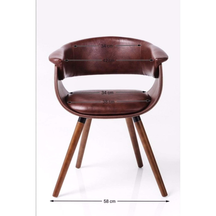 Крісло Kare Design Monaco Nougat, коричневе, 72x58x47 см, обідній стілець, імітація шкіри, ніжки з бука, для їдальні