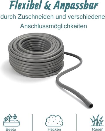 Шланг садовий Relaxdays, на вибір довжини, універсальний водопровідний шланг 1/2, стійкий до УФ-випромінювання та погодних умов, PP, сірий, 50 м