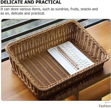 Плетений кошик для зберігання BESTonZON, квадратний, 40x30x12 см, кошик для фруктів, хлібниця, сервірувальний кошик, органайзер для робочого столу, багатофункціональна коробка для зберігання