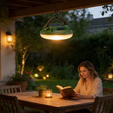 Сонячний кемпінговий ліхтар Світлодіодний акумуляторний яскравий світильник з індикатором заряду батареї, портативні сонячні кемпінгові ліхтарі - для намету, саду, риболовлі, використання на вулиці, в приміщенні, патіо, зелений