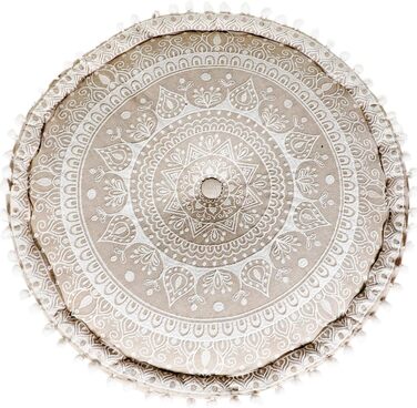 Пуф-табурет MARRAKESCH з бавовни, включаючи наповнювач, кругла підлогова подушка ø 50 см як східний декор (бежевий - білий)