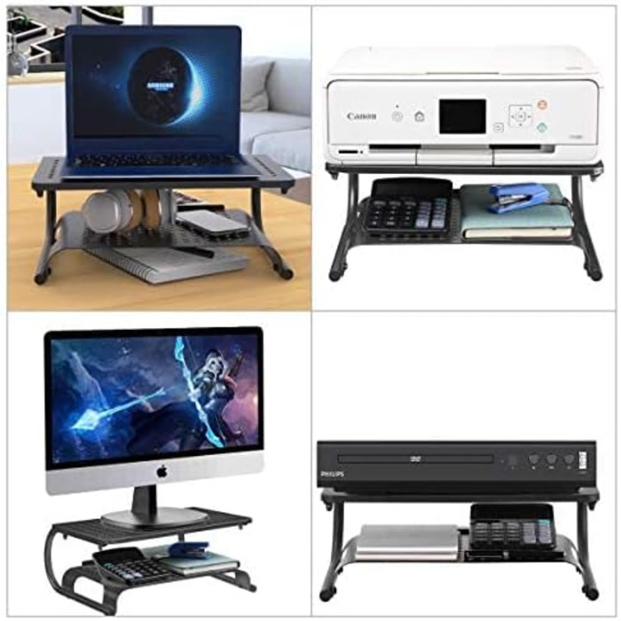 Підставка для монітора Suptek, збільшувач висоти для комп'ютера, ноутбука, принтера та всіх плоских екранів з вентильованою металевою платформою та висотою 160 мм (4 дюйми) для зберігання речей під нею. Модель MST002 X-Large