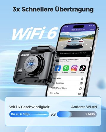 Відеореєстратор автомобільний передній задній 4K/2.5K GPS WiFi відеореєстратор зі Starvis, SD-карта 64GB, автомобільна камера, моніторинг паркування, супер нічне бачення, WDR, широкий кут 170, G-сенсор, циклічний запис, GS63H Pro