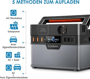 Електростанція ALLPOWERS із сонячною панеллю, портативна електростанція S300 Plus 288 Втгод/300 Вт зі складною сонячною панеллю SE100 100 Вт, сонячний генератор із виходом 230 В змінного струму/18 Вт USB-A/100 Вт USB-C для кемпінгу на колесах