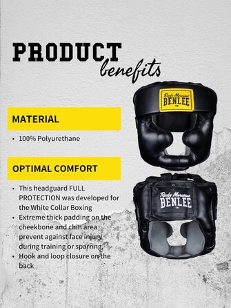 Захист голови BENLEE Rocky Marciano, повний захист, чорний, розмір S/M, одинарний