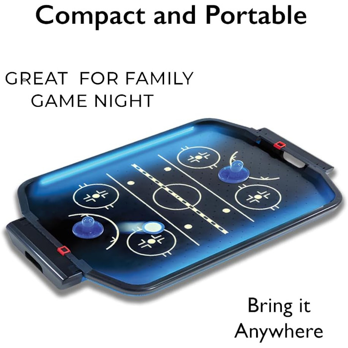 Електронний аркадний аерохокей, настільний аерохокей, світлодіодний чемпіонатний аерохокейний набір, міні-аркадний аерохокейний стіл з 2 шайбами, 2 слайдерами або 1 базовим блоком, аерохокейний стіл