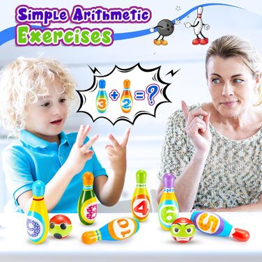 Набір для боулінгу для дітей, іграшка для хлопчиків 1, 2 та 3 років, подарунок для хлопчиків 1-6 років, ігри для дітей 2, 3 та 4 років, іграшка Монтессорі для дітей від 2 років, іграшка для активного відпочинку на свіжому повітрі для дітей 1, 2, 3, 4 та 5