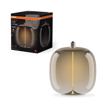 Декоративна LED-лампа Osram Vintage 1906 Big Oval, задимлене скло, ультратонкий магнітний філамент, цоколь E27, 4 Вт, затишне тепле біле світло (1800K), енергоощадна