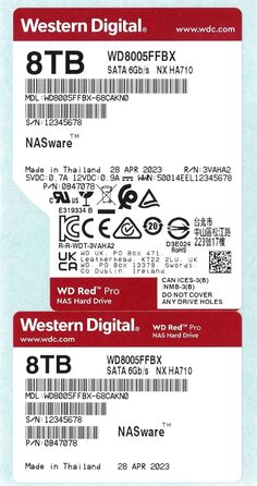 Внутрішній жорсткий диск WD Red Pro 8TB NAS 3.5" клас 7200 об/хв, SATA 6 Гбіт/с, CMR, 256 МБ кешу, версія 2025, 8 ТБ