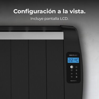 Електричний обігрівач Cecotec ReadyWarm 2100 Thermal Black, 10 секцій, 1500 Вт, з пультом ДК, LCD-дисплеєм, таймером та регулюванням температури, площа обігріву до 20 м