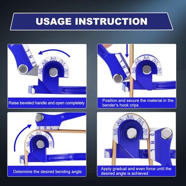 Трубогиб, інструмент для згинання труб, трубогиб 3 в 1, трубогиб на 180 градусів, ручні плоскогубці для згинання труб на 1/4 дюйма, 5/16 дюйма, 3/8 дюйма, алюмінієві латунні мідні труби, тонкі порожнисті труби, сині