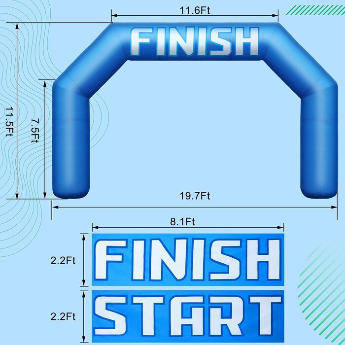 Надувна арка з банерами лінії старту-фінішу і повітродувкою, 6 м, синя, шестигранна, надувна арка воріт, гонки, надувна арка воріт для перегонів, спорту на свіжому повітрі, вечірок, реклами