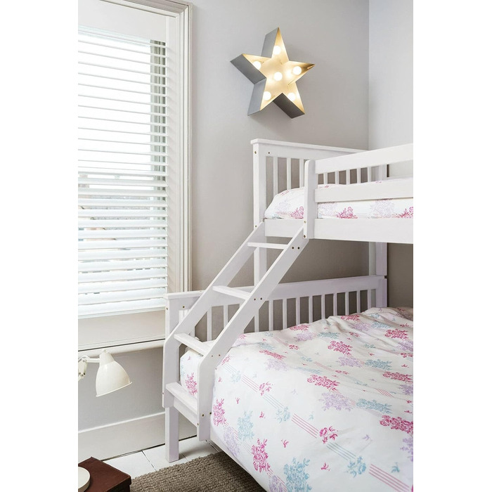 Спальня з двоярусним ліжком, тримісна кімната, двоярусне ліжко, двоспальне ліжко в білому кольорі для дітей