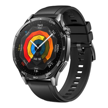 Розумний годинник HUAWEI Watch GT 5 46 мм, розширені функції для бігу та їзди на велосипеді, моніторинг здоров&39я, до 14 днів роботи від батареї, сумісний з iOS та Android, 6 місяців розширеної гарантії, чорний