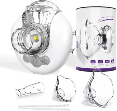 Інгалятор FEELLIFE, Безшумний інгалятор для дорослих, дітей, 3 регульовані моделі, Надлегкий інгалятор без рук, Інгалятор для дому та в дорозі, Акумуляторна батарея Білий