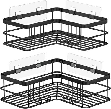 Душова полиця Yazoni без свердління 2 шт. - Душова полиця кутова з гачком, душова полиця з нержавіючої сталі для ванної кімнати та