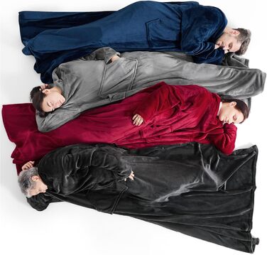 Ковдра BEDSURE з рукавами, м&39яка ковдра - різдвяні подарунки для жінок та чоловіків, тепла ковдра з рукавами та ковдра для дивана для дорослих, пухнаста ковдра на все тіло, портативна ковдра, 150x200 см сірого кольору