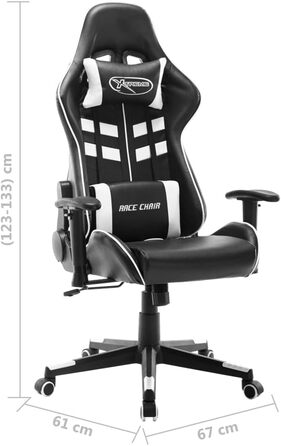 Геймерське крісло, офісне крісло, чорно-біле, штучна шкіра