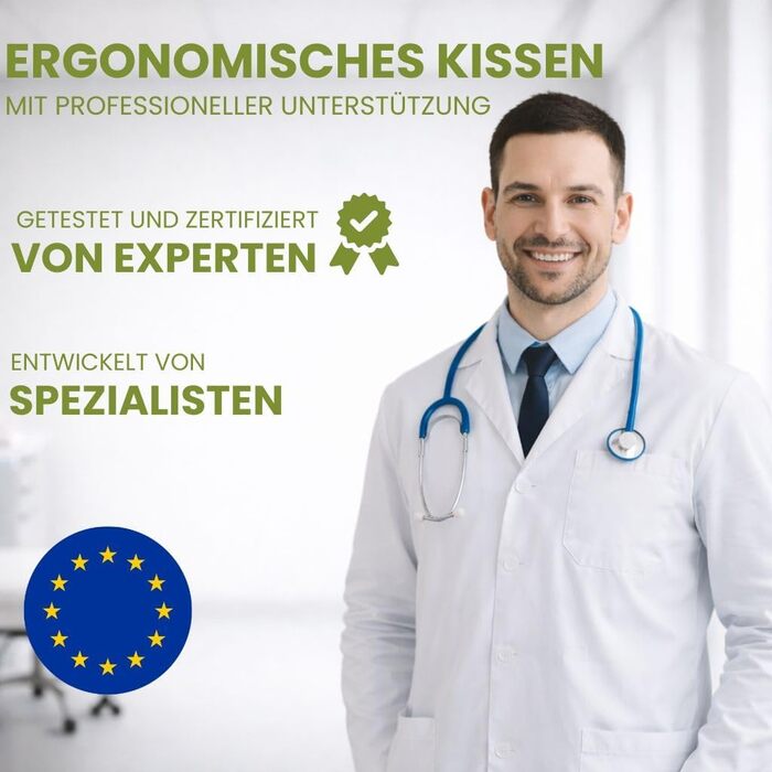 Ортопедична подушка - подушка для підтримки шиї - сертифікована Oeko-TEX - подушка для зняття болю в шиї - подушка з піни з ефектом пам&39яті - ергономічна подушка - суперм&39яка тканина, яку можна прати внутрішній чохол