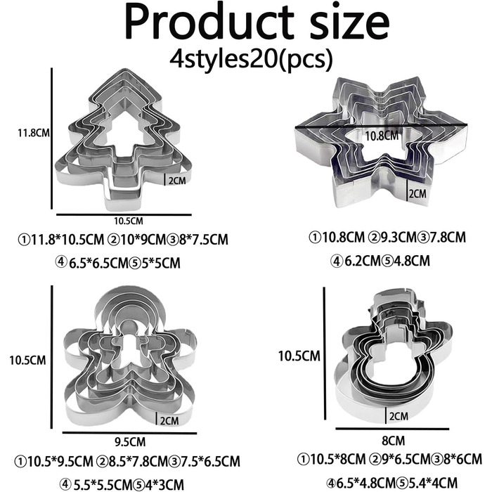 Різдвяні формочки для печива набір із 20 формочок KEELYY