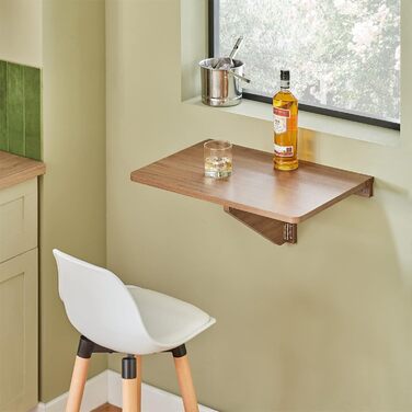 Настінний розкладний стіл SoBuy, розкладний обідній стіл, компактний кухонний стіл, компактний дизайн, розкладний стіл для невеликих приміщень, настінний стіл, 60x40 см, вінтажний FWT03-PF