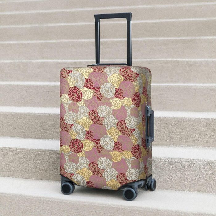 Чохол для валізи з квітковим принтом Троянда - еластичний захист від подряпин та пилу, чорний, розмір 95