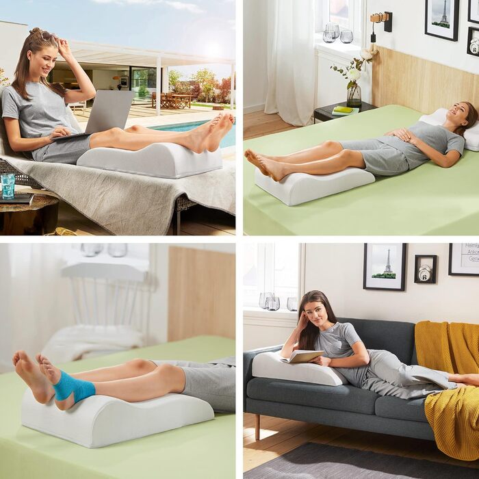 Подушка для ніг Erwin Mller, біла, венозний клин, подушка для ніг, релаксаційна подушка - розмірно стабільний наповнювач, оптимальне підняття ніг, анатомічна форма, чохол, який можна прати, біла, один розмір