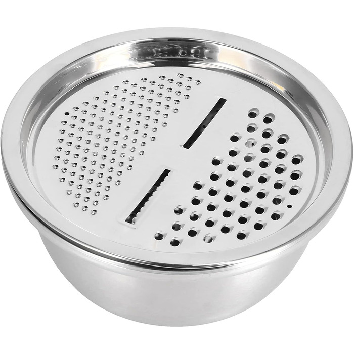 Таз з нержавіючої сталі QANYEGN з теркою, багатофункціональний кошик для зливу, терка для овочів, чаша для салатниці для кухонного інструменту (натуральний колір)