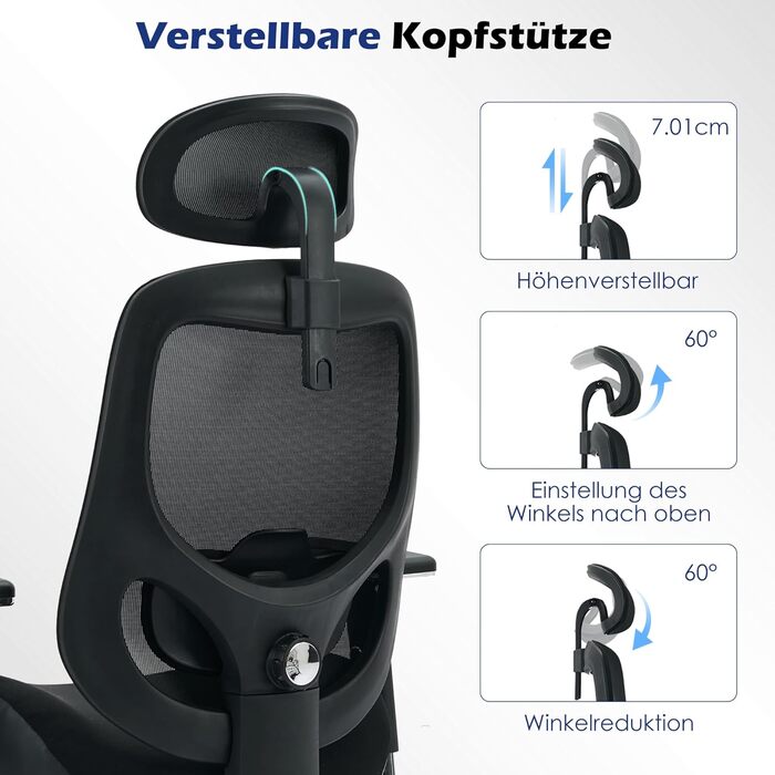 Ергономічне офісне крісло, вантажопідйомність 200 кг, з 4D підлокітниками, робоче крісло з регульованим підголівником, поперековою опорою, функцією гойдання для користувачів з вагою, сітчасте комп&39ютерне крісло