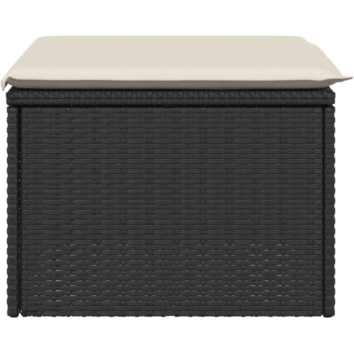 Табурет садовий з подушкою чорний 55x55x37 см Poly Rattan,366002