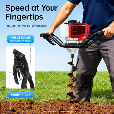 Бензиновий земляний бур 52 куб.см, 2 к.с. для буріння ям, встановлення стовпів, огорож та саду Двотактний двигун Зручний з двома ручками Без бура