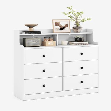 Комод LINSY HOME з 6 шухлядами, білий високоякісний дерев&39яний комод, лляна скриня для спальні, сучасний дизайн, розміри 133 102,8 39,8 см