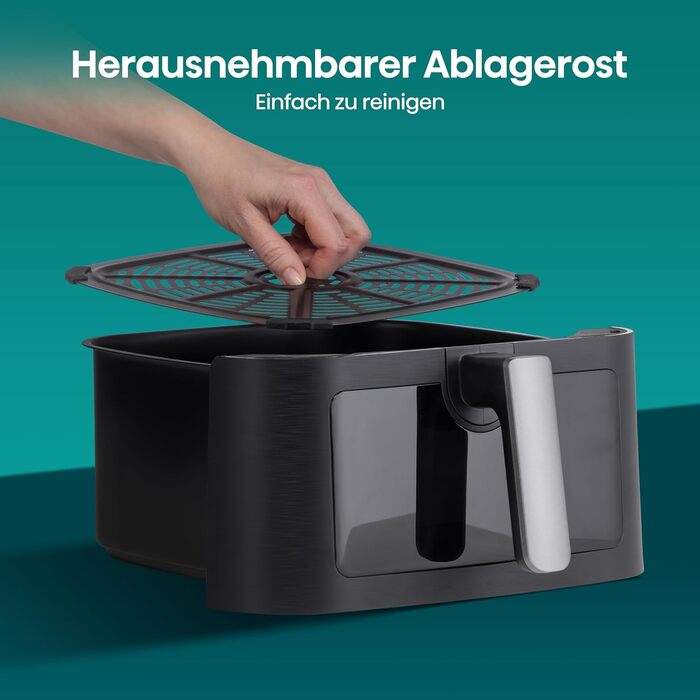 Аерофритюрниця Hisense HAF2100DCD, 2100 Вт, 7.7 л, 10 програм, антипригарне покриття, функція відкладеного старту, чорна