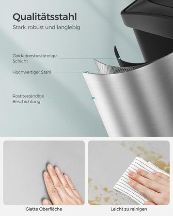 Відро для сміття кухонне, система розділення відходів 3 відділення, відро для сміття, металеве педальне відро на 45 л, 3 х 15 л, п