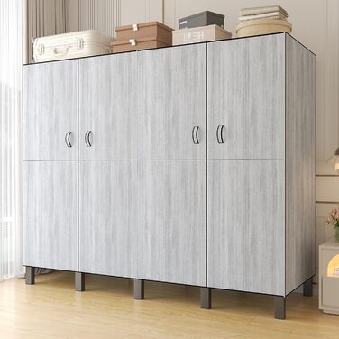 Складана шафа, 500 кг, тканинна шафа великої місткості 242 см з 2 рейками для вішалок, переносна тканинна шафа з чохлом для спальні (сірі двері D, 85 см) D Сірі двері 85 см