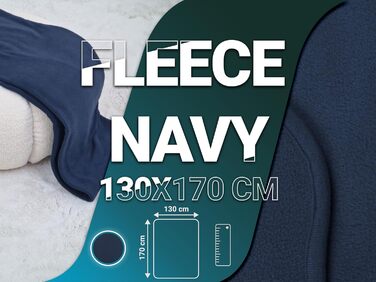 Флісова ковдра ZOLLNER 130x170 см - м&39яка та міцна флісова ковдра - можна прати при температурі до 95C - високоякісна підкладка - антистатичний матеріал - поліестер - темно-синього кольору - сертифікований Oeko-Tex