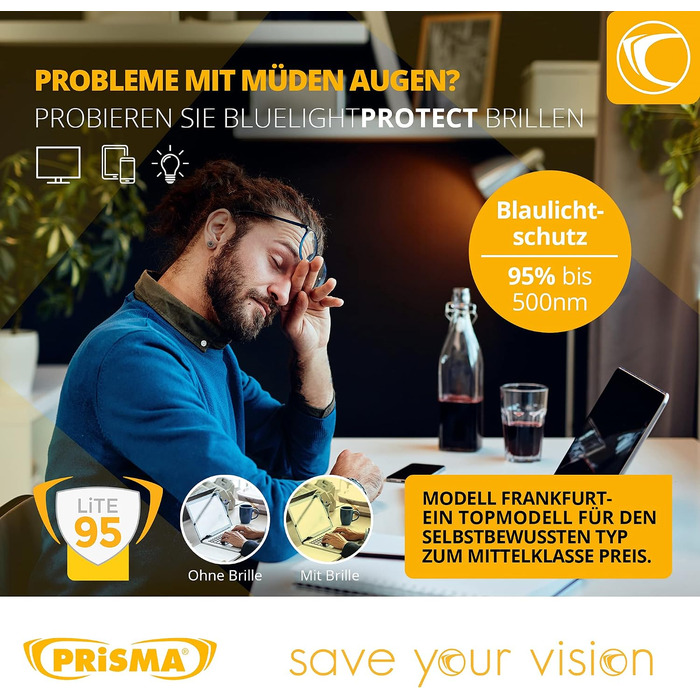 Окуляри з фільтром синього світла PRiSMA FRANKFURT LiTE95 FF704, комп'ютерні окуляри для жінок та чоловіків 02 Lite95