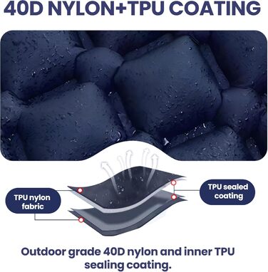 Надувний килимок для сну, товщиною 8 см, надлегкий килимок для сну з подушкою та ножним насосом, 198 * 68 см, портативний компактний кемпінговий матрац, кемпінговий надувний матрац для походів, активного відпочинку, подорожей