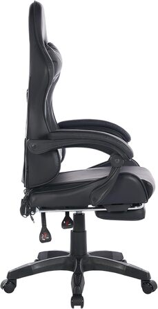 Ергономічне ігрове крісло з поворотом на 360 у гоночному дизайні, шкіряне офісне крісло з високою спинкою, регульованою висотою, з підставкою для ніг, підголівником та поперековою опорою для офісу та ігор (чорне) Чорний