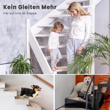 Килимки для сходів, самоклеючі килимки для сходів для приміщень, 15 шт. , протиковзкі, можна різати, багаторазові, для захисту домашніх тварин та людей похилого віку (картований візерунок - бежевий, 55x19 см) 55 см x 19 см картатий візерунок - бежевий