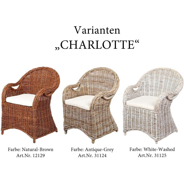 Крісло з ротанга Charlotte Antique Grey з подушкою сидіння Крісло Ротанг