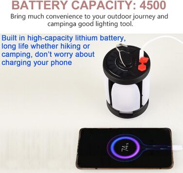 Сонячний кемпінговий світильник Luxshiny, світлодіодний світильник для намету з ABS-пластику з гачком, багатофункціональний зовнішній світильник для кемпінгу, саду та надзвичайних ситуацій