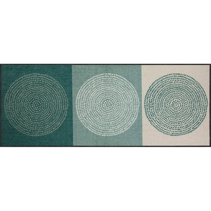 Килимок для дверей Salonloewe Nestor кольору шавлійно-бежевого, що миється, 50 x 75 см, вхідний килимок, брудозбірний килимок, зелені кола, 50 x 75 см (прямокутний), зелений