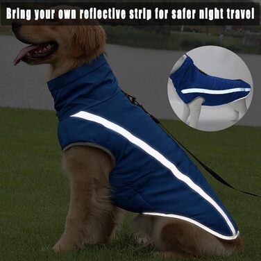 Зимова куртка для собак, тепле пальто для собак середніх та великих собак, водонепроникний зимовий одяг для собак, світловідбиваючий флісовий одяг для цуценят, лабрадора, бульдога, самоєда (6XL/68 см, синій) 6XL/68 см синій