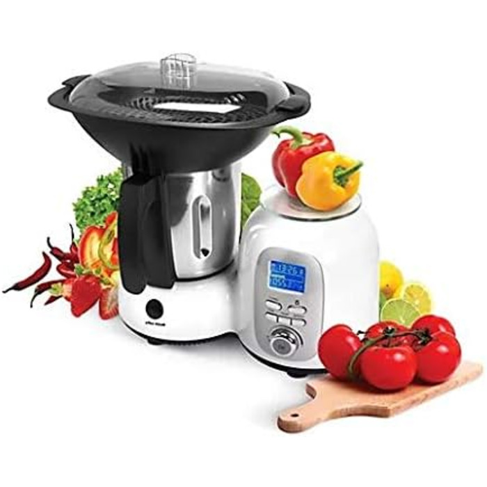 Багатофункціональний кухонний комбайн efbe-Schott Thermomaster SC HA 1020 з вбудованими вагами, 11 швидкостей, функція приготування, НЕРЖАВІЮЧА СТАЛЬ, аксесуари