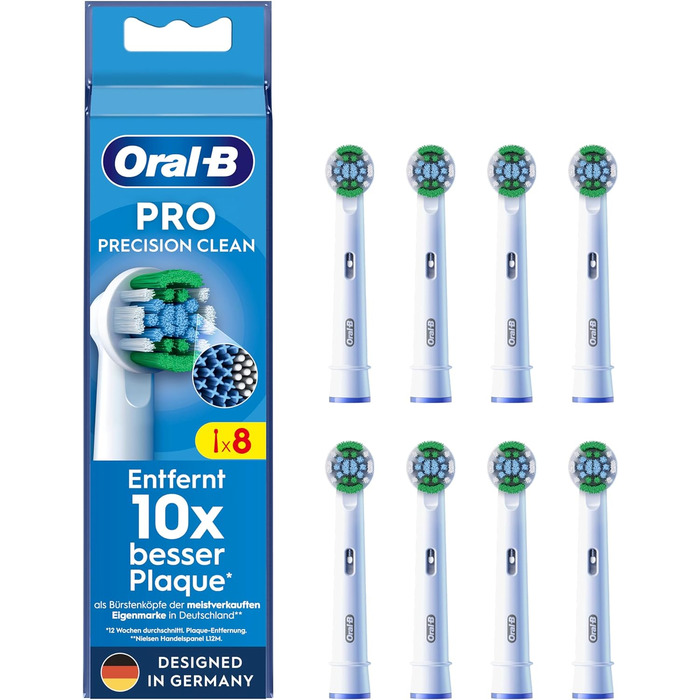 Щітки Oral-B Pro Precision Clean для електричної зубної щітки, 16 шт. , чищення зубів, X-щетина, оригінальна насадка для зубної щітки Oral-B, упаковка, готова до поштової скриньки, розроблена в Німеччині (8 шт. )