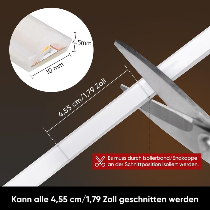 Світлодіодна стрічка Shine Decor COB 2м, AC 220-230V, IP65 Водонепроникна, SMD2025 286 LED/м, Надяскрава світлова лінія для кухні, саду та освітлення (2м, Теплий білий, Сертифікат CE). Теплий білий, 2 метри.
